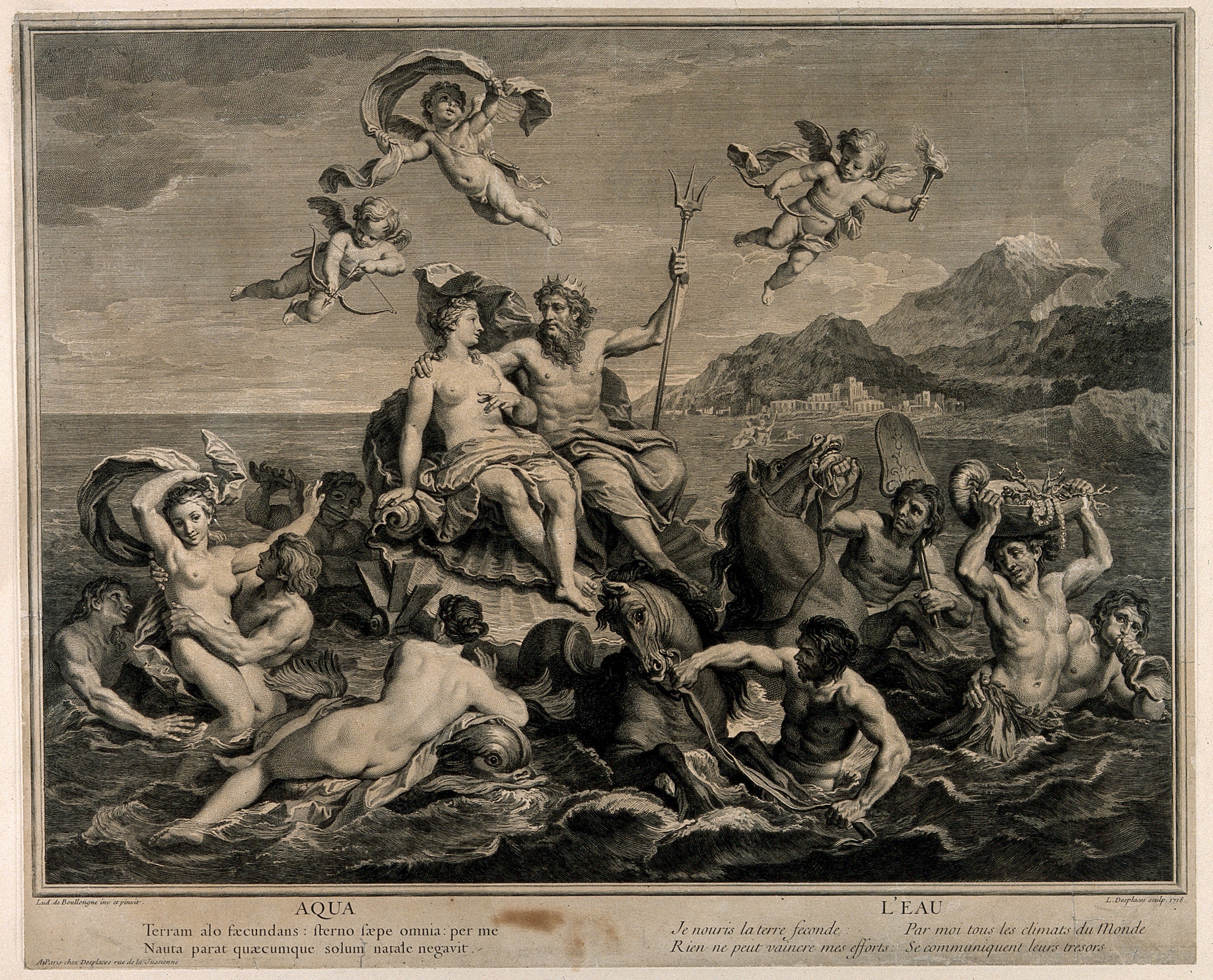 Neptune and Amphitrite sit on a scallop